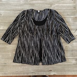 Studio 1940 Women’s Blouse Size 18/20W 3/4 Sleeve Lined Black White‎